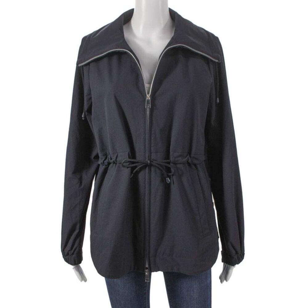 Renuar Women Windbreaker Jacket Black Long Sleeve Size XS